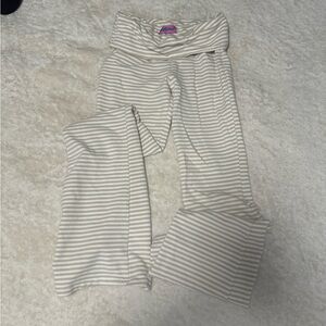 Edikted Tan and White Striped Flared Leggings